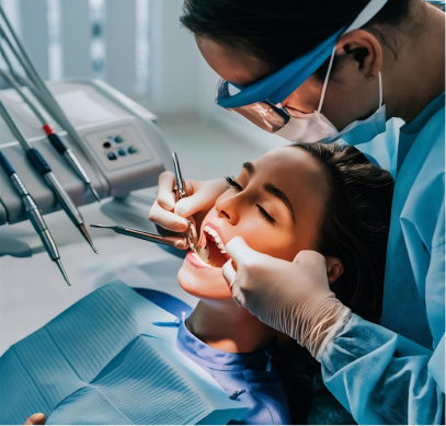An image of doctor checking patient mouth